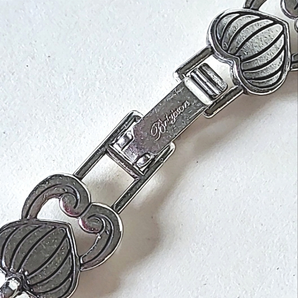 BRIGHTON LINED HEART LINK BRACELET - 9 HEART SHAPED LINKS - Picture 3 of 5